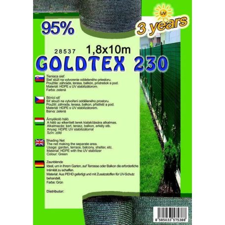 árnyékolóháló GOLDTEX230 1,8x10m zöld 95%