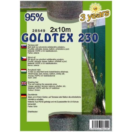 árnyékolóháló GOLDTEX230 2x10m zöld 95%