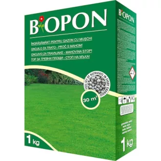 Biopon gyeptrágya gyomirtós granulátum 1kg (30 m2) – Problémamegoldó gyeptrágyák (gyom, moha, stressz)
