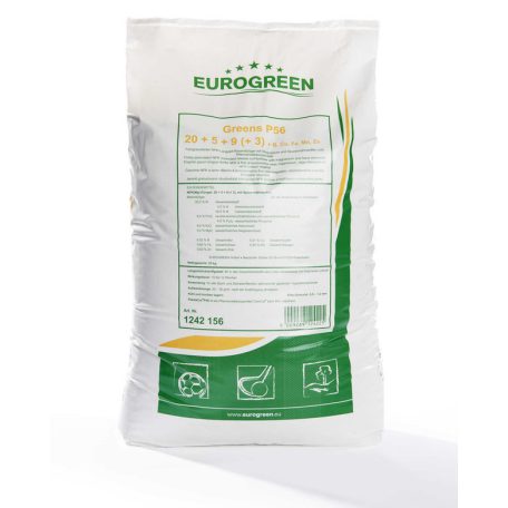 EUROGREEN - GREENS P56 gyeptrágya 25kg (20-5-9+3+B,Cu,Fe,Mn,Zn)