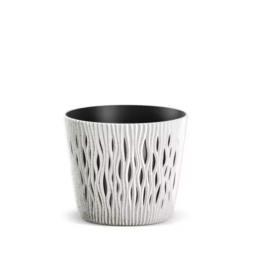 Virágcserép 190 Sandy Round Eco Wood 2In1 - Fehér – Virágcserepek, virágládák