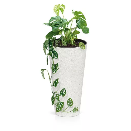 Virágcserép 200 Tubus Slim Eco Wood 2In1 - Fehér – Virágcserepek, virágládák
