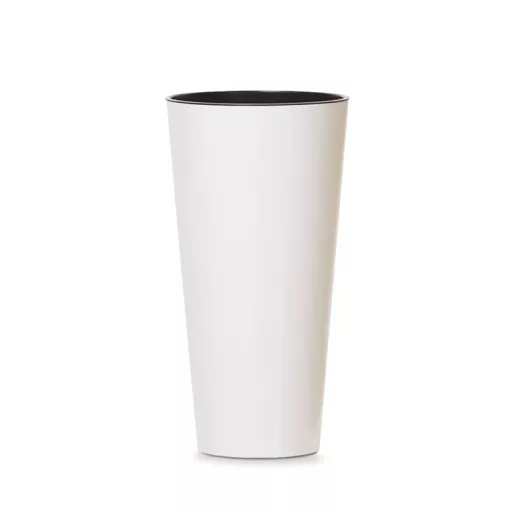 Virágcserép 200S Tubus Slim Shine Fényes 2In1 - Fehér – Virágcserepek, virágládák