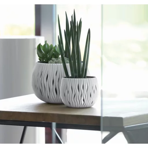 Virágcserép 240 Sandy Bowl 2In1 - Fehér – Virágcserepek, virágládák
