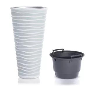 Virágcserép 300 Sand Slim 2In1 - Fehér – Virágcserepek, virágládák