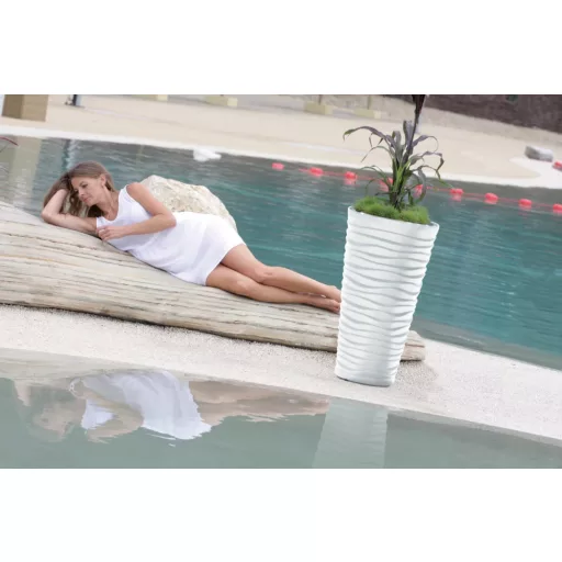 Virágcserép 400 Sand Slim 2In1 - Fehér – Virágcserepek, virágládák