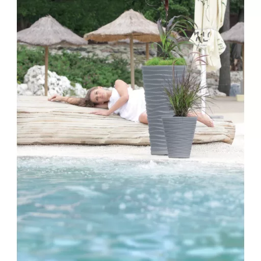 Virágcserép 400 Sand Slim 2In1 - Kő Szürke