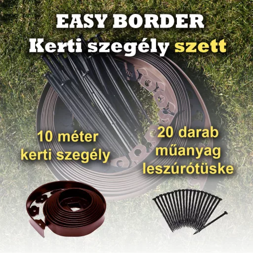 Gyepszegély szett easy border barna (4,0cm*10m barna szegély + 20db leszúró tüske)