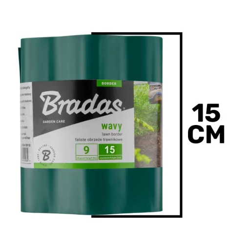 Gyepszegély hullámos 9m x 15cm, zöld  obfg 0915