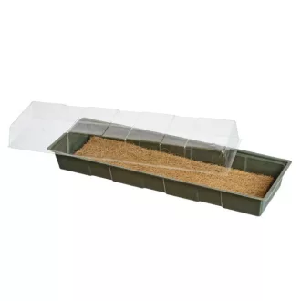Műanyag edény, kókuszrostból készült gyökereztető – 10x49x15,5 cm – Palántázás