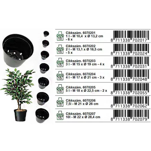 Konténer fekete 4l h17x o21cm szett 3db-os