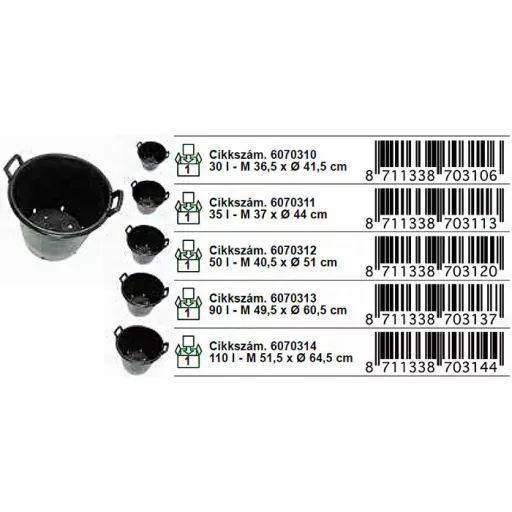 Ritzi konténer fekete 30l h32xo36cm