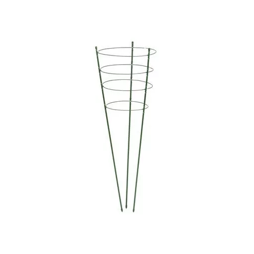 Virágtámasz, műanyaggal bevont fém,zöld,60cmátm.7mm+3db gyűrű átm.18-20-22cm