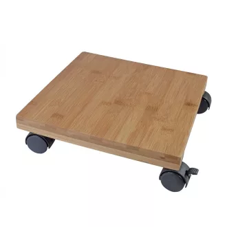 Görgős virágtartó talp,bambusz és műanyag alapanyagú, 7,4x30x30cm – Virágcserepek, virágládák