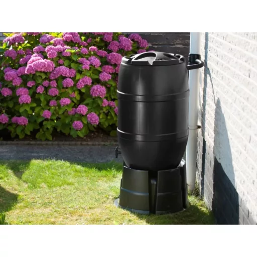 Esővízgyüjtő 120l fekete, műanyag,81x50cm