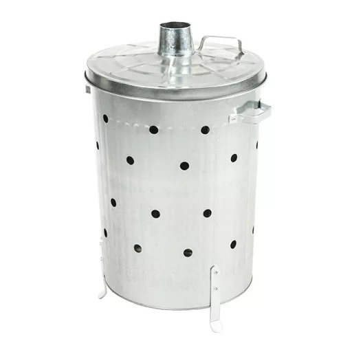 Tradícionális lombégető,horganyzott fedéllel, kerek, 110 l 72x46cm – Komposztálás, lombgyűjtés