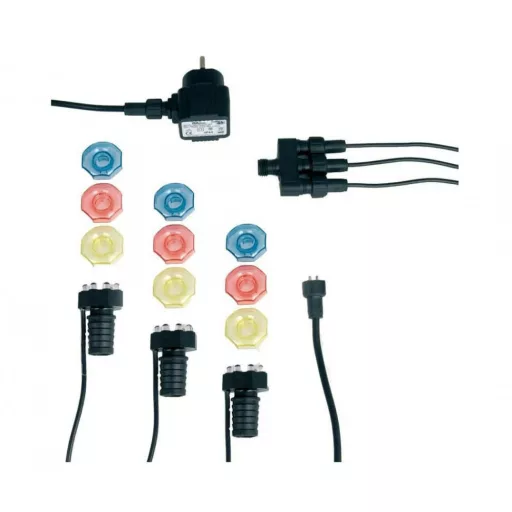 Minibright LED szett of 3 db ( 3 színnel) trafóval