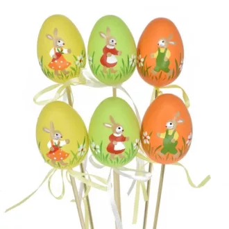 Tojás betűzős műanyag 6cm sárga,narancssárga,zöld S/6 – Dekoráció - egész évben