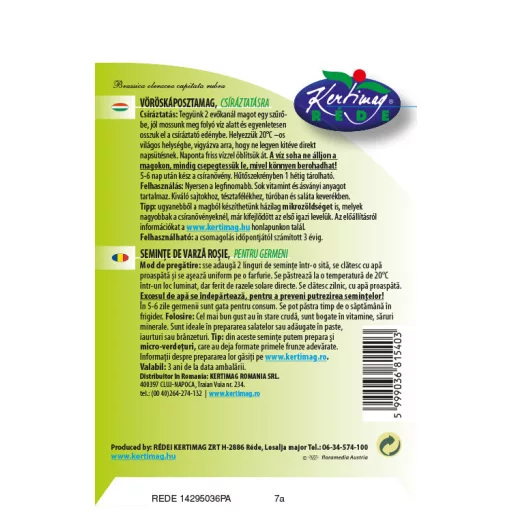 Rédei Vörökáposzta BIO 15g (Vetőmag)