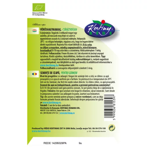 Rédei Vöröshagyma BIO 15g (Vetőmag)