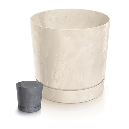 Virágcserép 150E Tubo P Beton Effect - Krém – Virágcserepek, virágládák