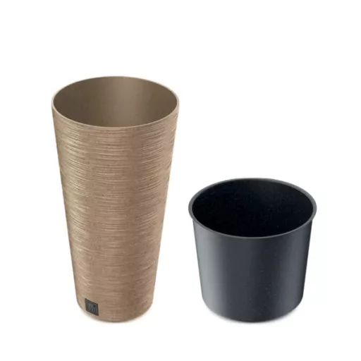 Virágcserép 250 Furu Round Slim Eco Wood - Natúr – Virágcserepek, virágládák