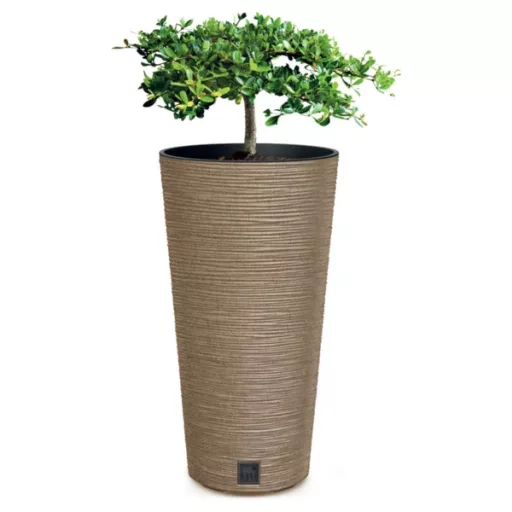 Virágcserép 250 Furu Round Slim Eco Wood - Natúr – Virágcserepek, virágládák
