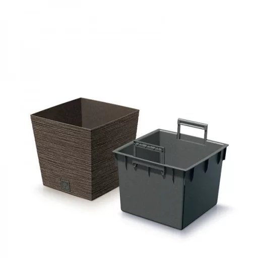 Virágcserép 300 Furu Square Low Eco Wood - Kávé – Virágcserepek, virágládák