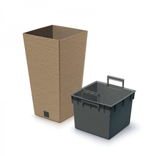 Virágcserép 400 Furu Square Eco Wood  - Natúr