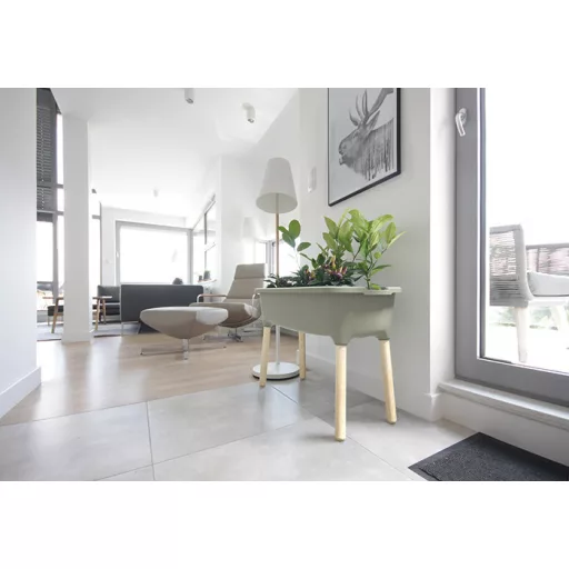 Zöldház 780H Falábbal Respana Planter Wood High Set - Kő Szürke – Virágcserepek, virágládák