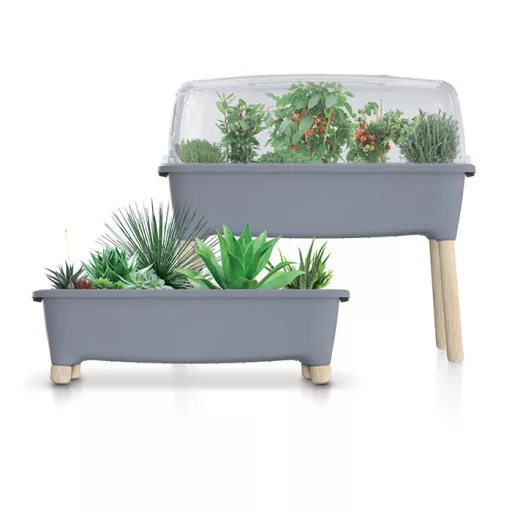 Zöldház 780H Falábbal Respana Planter Wood High Set - Kő Szürke – Virágcserepek, virágládák