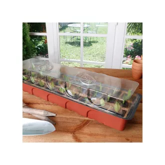 GROWING KIT mini üvegház szett 5 x 5 cm/ 52 x 17 cm, barna-vörös – Palántázás