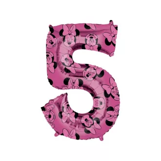 5. szám, fólia lufi, Minnie Mouse Forever, 66 cm – Lufik, léggömbök