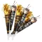 Újévi party trombita , 26 cm, 6 db, glitteres fekete-arany/ezüst