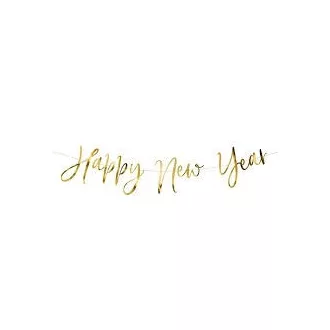 Banner, Happy new year, arany, 66cm hosszú – Szilveszter