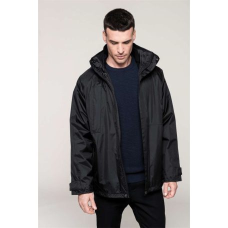 Kabát, fekete, parka 3in 1, XL