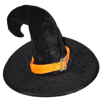 Boszorkány kalap, horgas, narancs szalagos