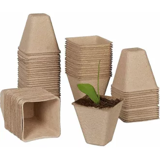   Biológiailag lebomló 100% farost cserép négyzet alakú - H5 x 4 x 4 cm / 15 rekeszes 6 x