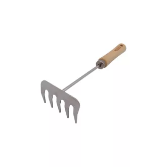 5 ágú kis gereblye 410 rozsdamentes acél,FSC fa nyéllel - H28 x 9,5 cm – Kapa, gereblye, szegélynyíró