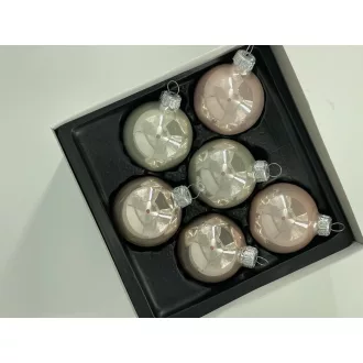   6 cm-es 6 db-os Christmas Spirit szett üveg karácsonyfa díszek