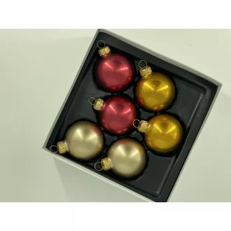 6 cm-es 6 db-os Noel szett üveg karácsonyfa díszek
