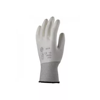 6017 fehér nylon szerelőkesztyű, PU, 7-es