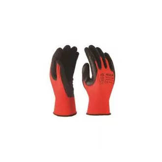 TOP HANDY latex mártott poliészter védőkesztyű, piros/fekete, 11