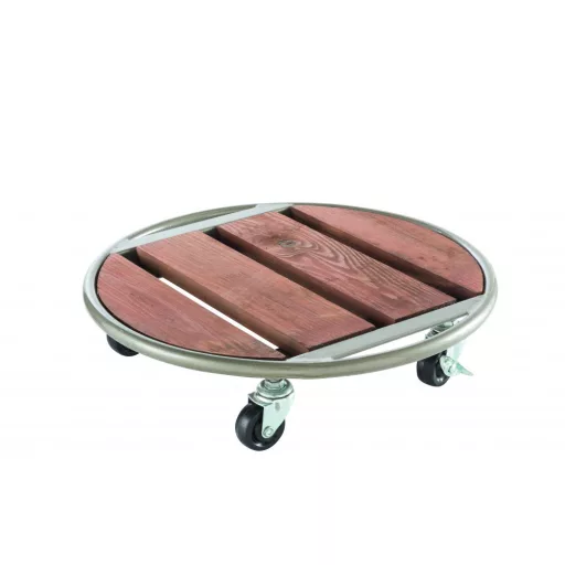 Flora roll metal wood virágalátét fémből és fából szürke – átmérő 35cm – Virágcserepek, virágládák