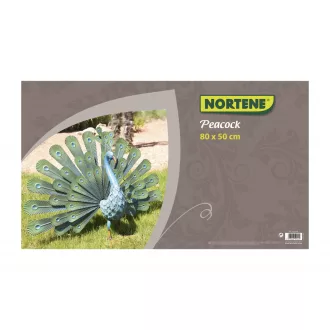 PEACOCK színes pávafigura fémből zöld27x8x56cm – Dekoráció - egész évben