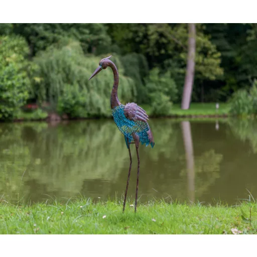 HERON rozsdás hatású kócsag figura barna 45x22x90cm – Dekoráció - egész évben