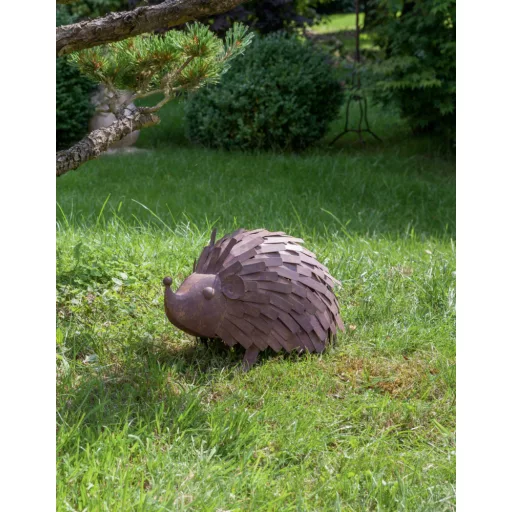 PICPIC rozsdás hatású sündisznó figura barna 34x22x22cm – Dekoráció - egész évben