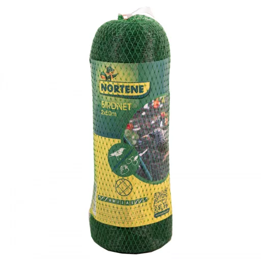 BIRDNET HDPE extrudált madárháló rombusz szemformájú zöld 2x50m – Vakond-, rovar-, szúnyog-. madárhálók