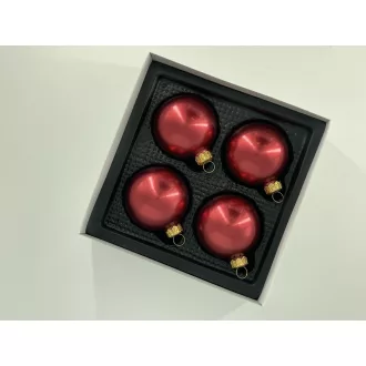 7 cm-es 4 db-os Bordó üveg karácsonyfa díszek