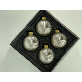 7 cm-es 4 db-os Pearl White üveg karácsonyfa díszek